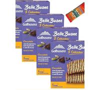 4x Galbusera BelleBuone 5 Colazioni Fette con Cioccolato, Semi di Papavero, Girasole e Zucca 200g in omaggio una bustina di miele ambrosoli da 6 g