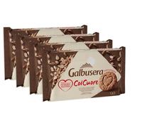 4X Galbusera Col Cuore Biscotti Integrali Frollini con Fibre di Cereali, Ricchi di Gusto, Ideali per Colazione e Pausa Dolce, 300g