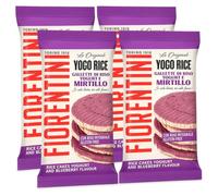 4X Gallette di Riso Ricoperte Gusto Yogurt e Mirtillo, Snack Dolce Croccante Senza Glutine, Ideale per Merenda e Pausa per fiorentini 100g