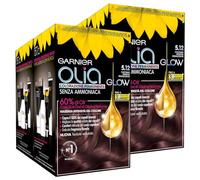 4x Garnier Olia Glow Colorazione Capelli Tinta Permanente Colore 5.12 Castano Freddo Iridescente Senza Ammoniaca Fragranza Delicata - 4 Tinte