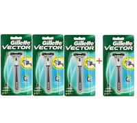 4x Gillette Vector si adatta a cartuccia ricarica lama rasoio Atra Plus manic...
