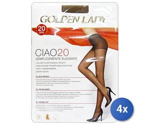 4x Golden Lady Collant Elasticizzato Velato 20 Den Daino Taglia 3