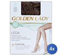 4x Golden Lady Collant Velato Leda 20 Den Daino 2 Paia Taglia 4