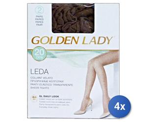 4x Golden Lady Collant Velato Leda 20 Den Nero 2 Paia Taglia 3