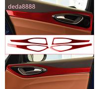 4x Guarnizione Decorazione Pannello Maniglia Porta Interno Carbonio Rosso per...