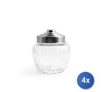 4x H&H Barattolo in vetro rigato con tappo in acciaio inox 18/10 cc 1300.