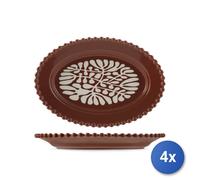 4x H&H Piatti ovali Garden in porcellana decorata cm. 20x29