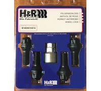 4X H&R Serrature Per Cerchi Conico M14X1,5X28 B1452801KEY4 Conico 60° Nero
