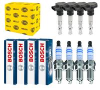 4x Hella Bobina + 4x Bosch Candela Doppio Iridio per Hyundai Tucson Tle 1.6
