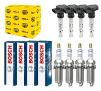 4x Hella Bobina + 4x Bosch Candela Doppio Platino per BMW 3er Compatto E46