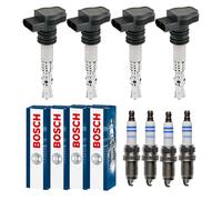 4x Hella Bobina Accensione + 4x Bosch Candela per Peugeot 207 Wa _ Wc _ 1.4 16V