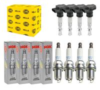 4x Hella Bobina Accensione + 4x Iridio Laser Candela NGK per BMW 3er E90 325i