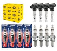 4x Hella Bobina Accensione + 4x NGK Candela Iridio Ix per VW EOS 1F7 1F8 2.0 FSI