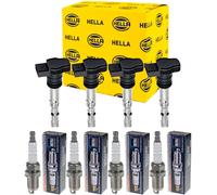 4x Hella Bobina Accensione + Beru Candela di per Audi A4 8E2 B6 2.0 8E5 4B