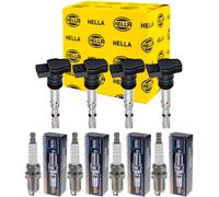 4x Hella Bobina Accensione + Beru Candela per Audi A4 8E2 B6 2.0 8E5 4B