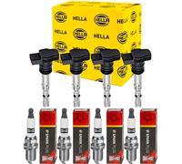 4x Hella Bobina Accensione + Champion Candela per Opel Agila (B) 1.2 Suzuki