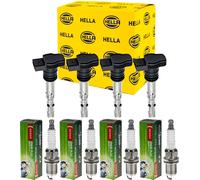 4x Hella Bobina di Accensione + Denso Candela per Daihatsu Sirion M3_