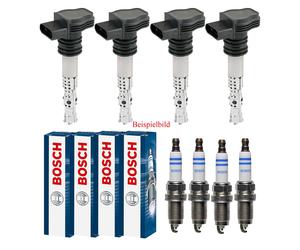 4x Herthbuss Jakoparts Bobina Accensione + 4x Bosch Candela per Nissan Note E11