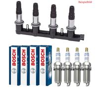4x hitachi Bobina Accensione + 4x Bosch Candela Doupleplatinum per Saab 9-5