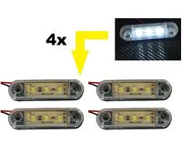 4x Indicatore Laterale Anteriore 3 Luci LED Lampade Bianco 24V per Camion