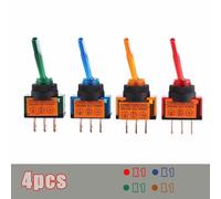 4x Interruttore Rocker Toggle LED ON/OFF SPST 3 Pin 12V 20A Per Auto Barca
