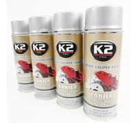 4X K2 Vernice Per Pinze Freno Spray Colore Argento 400Ml Fino A 260°C