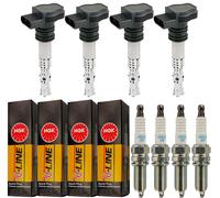 4x Kamoka Bobina Accensione + 4x NGK Candela V-Line Adatto per Renault Kangoo