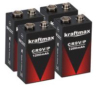 4X KRAFTMAX Litio 9V Blocchi Batterie Ad Alte Prestazioni Per Rilevatori Di Fumo