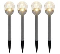 4x Lampada da esterno Lampada a innesto Lampada da giardino LED Bianco caldo Argento Acciaio inossidabile H24,5 cm