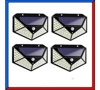4x Lampada Faretto Luce 100 LED con Pannello Solare da Esterno Sensore Movimento