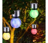 4x Lampada per Esterni Solare a Sospensione LED Cambiacolore Giardino Crackle [EEK: Non valutato]