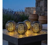 4x Lampada Solare LED Da Esterno Con Sensore Crepuscolare, Nera, H 17 cm [EEK: Non valutato]