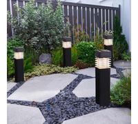 4x Lampada Solare Luce per Esterni da Giardino LED con Picchetto Grigio Lampione