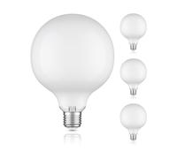 ledscom.de 4x lampadina LED E27, G125, bianco caldo (2700 K), 6,2 W, 845lm, vetro satinato extra opaco