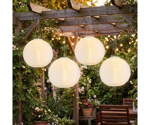 4x Lampion Solare LED Globo Da Esterno Impermeabile Appendiabile 30 cm IP44 [EEK: Non valutato]