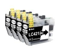 4x LC421 LC421XL Nero Cartucce di Impressione Compatibili con Brother LC421 LC421XL LC-421XL LC-421XLVAL LC421XLVAL per Brother DCP-J1050DW MFC-J1010DW DCP-J1140DW Impressora
