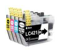 4x LC421 LC421XL Pacchetto di cartucce di valore compatibili con Brother LC421 LC421XL LC-421XL per le stampanti Brother DCP-J1050DW MFC-J1010DW DCP-J1140DW (1 Nero, 1 Ciano, 1 Giallo, 1 Magenta)