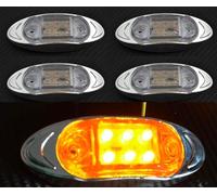 4x LED 12V Arancione Indicatore Laterale Lente Trasparente Luce Cromo per Scania