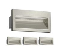 ledscom.de Applique da incasso a 4 LED NOLA, downlight per esterni, IP54, alluminio lucido, 140 x 70 mm, bianco caldo
