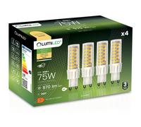 4x LED-Lampe G9 Kapsel 10W = 75W 970lm 3000K warmweiß 360° Lumiled