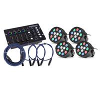 4x LED Luce Efetto Spot Proiettore Set Cavi XLR Regolatore Controller DMX Party