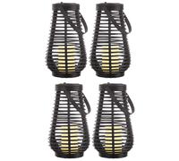 4x LED Luce esterna Lanterna Giardino Luce Solare Sensore Crepuscolare Nero H 26 cm