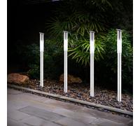 4x LED Solare Acciaio Inox Stand Supporto Giardino Lampada Veranda Esterno Steck