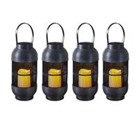 4x LED Solare Lanterna Con Candela Tremolante Intemperie Lampada a Sospensione