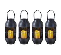 4x LED Solare Lanterna Con Candela Tremolante Intemperie Lampada a Sospensione