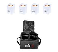 4x LEDj Rapid QB1 Wireless Bianco Uplighter con borsa per il trasporto (Bundle)