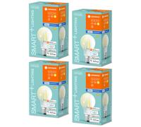 4x Ledvance LED Smart + Filamento Pera 5,5W E27 Chiaro Caldo Dimmerabile Mela [EEK: E]