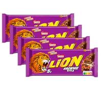 4X Lion Brownie Style Snack Size Barrette con Wafer con Ripieno al Gusto Brownie Confezione da 5 Barrette, 150g [4 Confezioni]