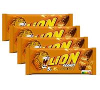 4X Lion Peanut Barretta al Cioccolato con Arachidi e Caramello, Confezione da 5 Barrette 155g