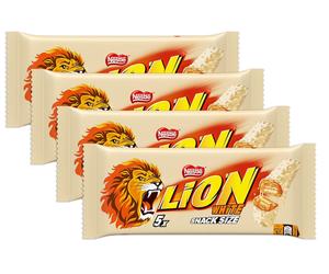 4X Lion White Snack Size Barrette Cioccolato Bianco Wafer e Riso Soffiato 150g